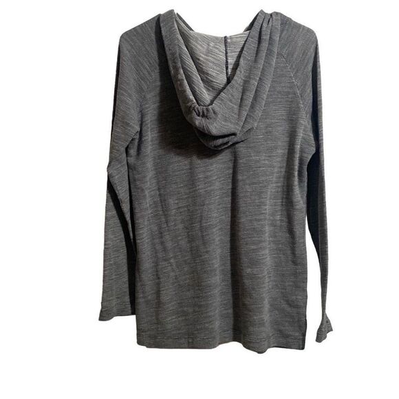 Columbia Heather Gray Cotton Blend Cloth Knit Drawstring Hoodie Women Sz Medium - Picture 7 of 9